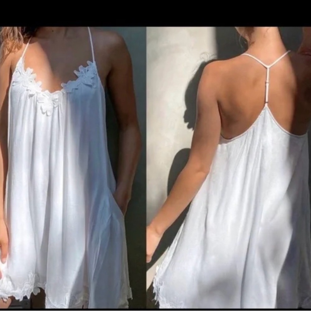 Lush White Lace-Trim Slip with Spaghetti Straps